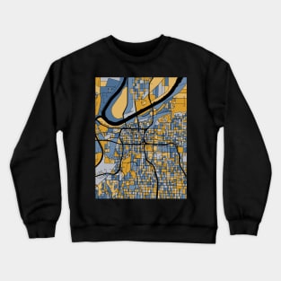 Kansas City Map Pattern in Blue & Gold Crewneck Sweatshirt